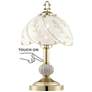 Polished Brass and Flower Glass Shade 15" High On-Off Touch Table Lamp in scene