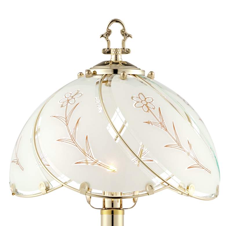Image 5 Polished Brass and Flower Glass Shade 15" High On-Off Touch Table Lamp more views