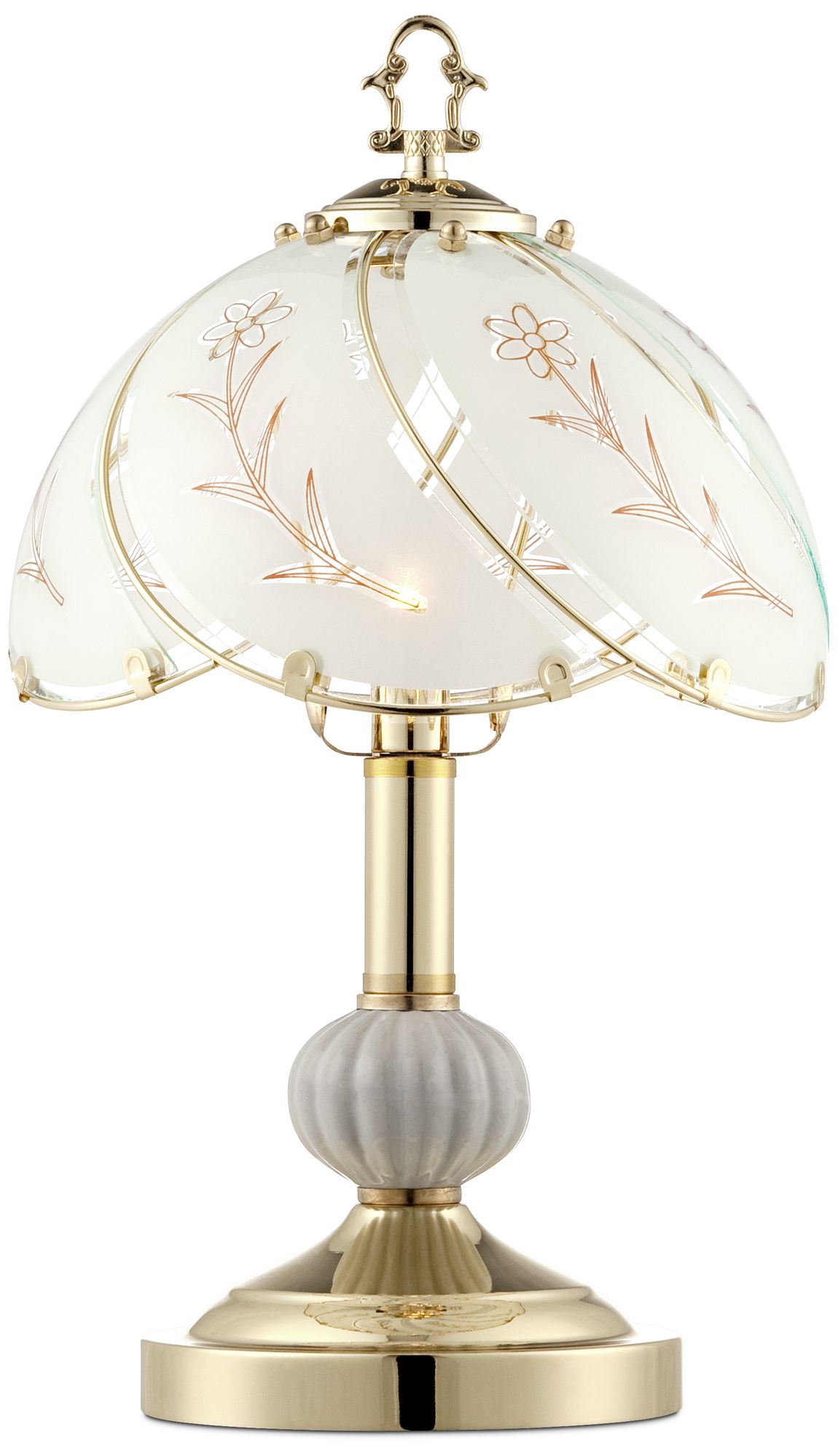 Polished Brass and Flower Petal Shade 15" High 4-Way Touch Table Lamp