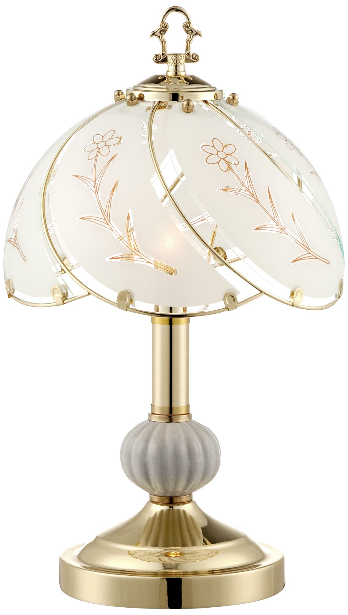 Image 7 Polished Brass and Flower Petal Shade 15" High On-Off Touch Table Lamp more views