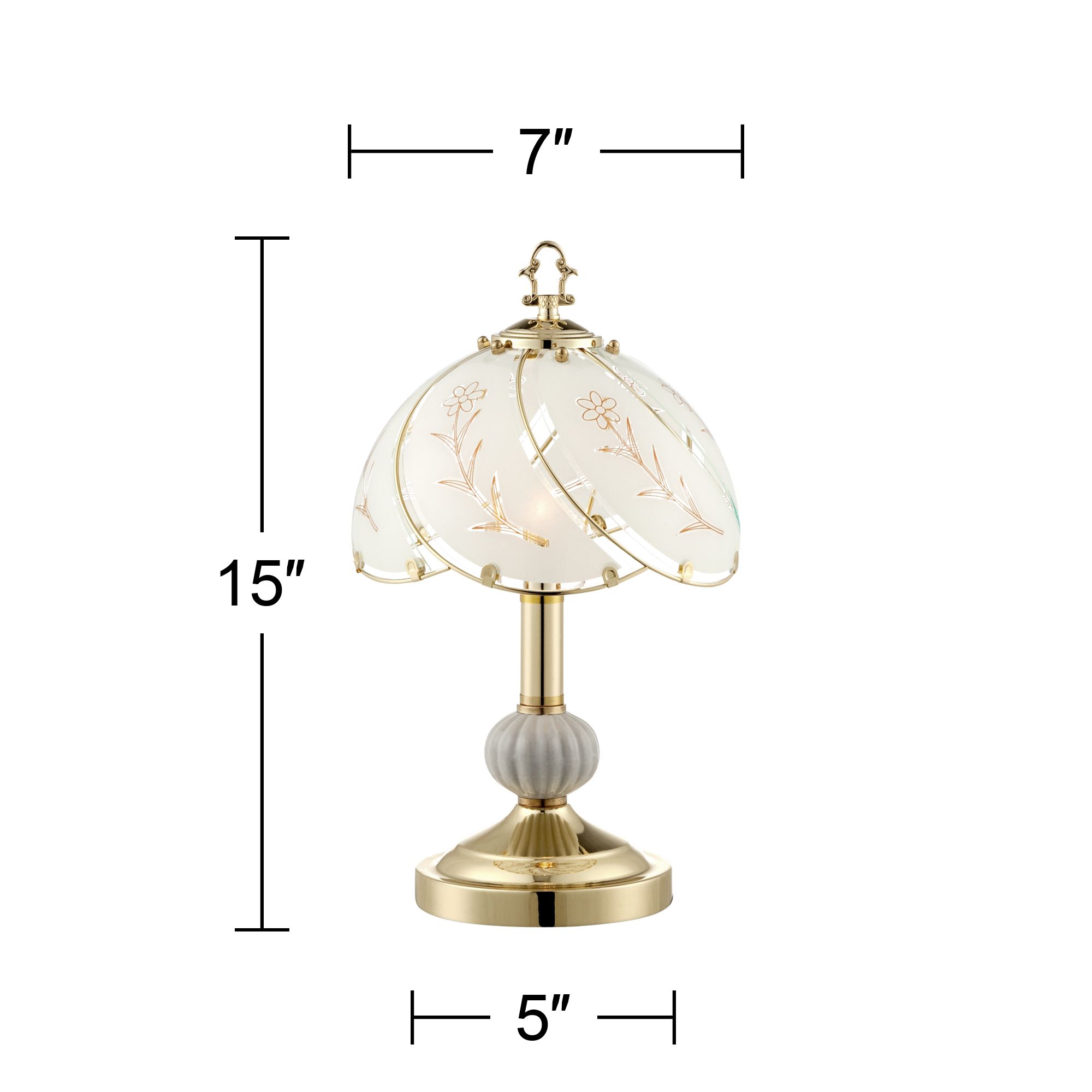 Polished Brass and Flower Petal Shade 15" High On-Off Touch Table Lamp in scene
