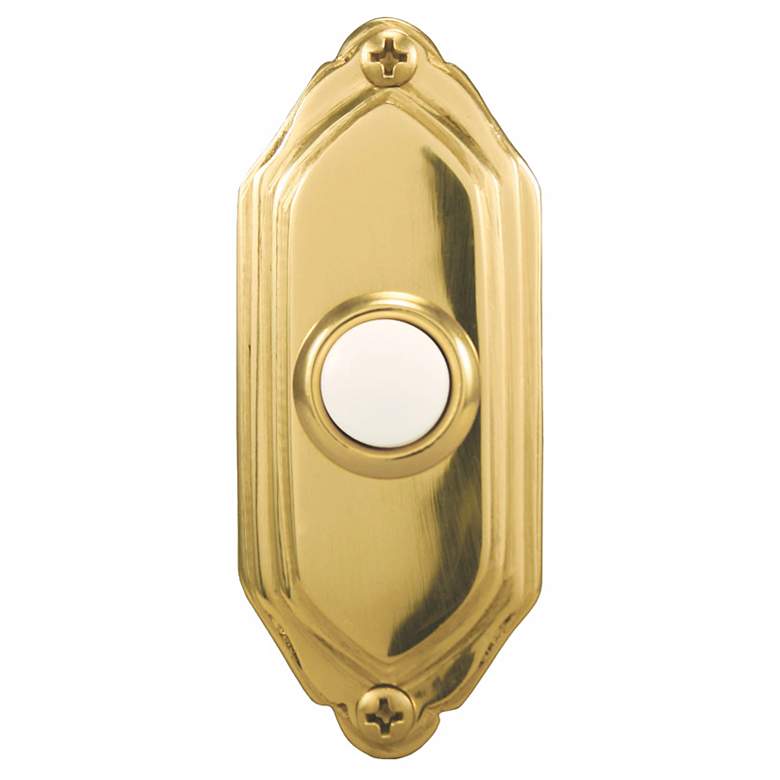 Image 1 Polished Brass Beveled Lighted Doorbell Button