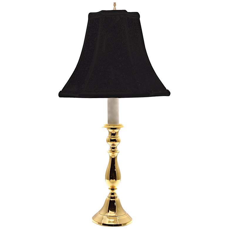 Image 1 Polished Brass Black Shade Candlestick 24" High Table Lamp