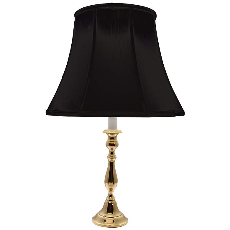 Image 1 Polished Brass Black Shade Candlestick 27 inch High Table Lamp