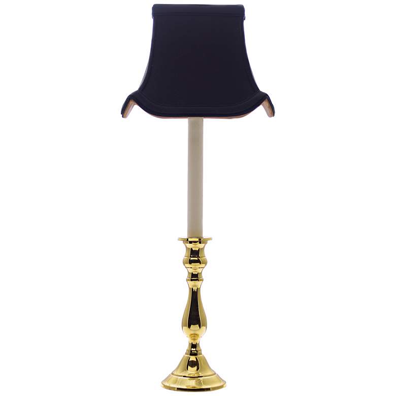 Polished Brass Black Shade Candlestick Buffet Lamp