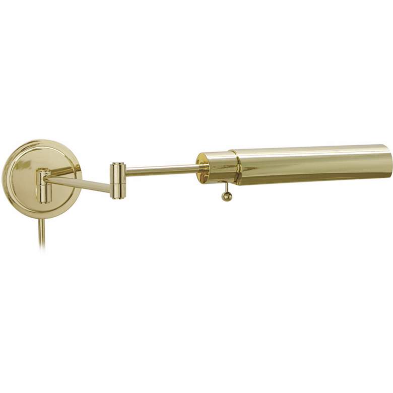 Image 1 Polished Brass Round Head Plug-In Swing Arm Wall Lamp