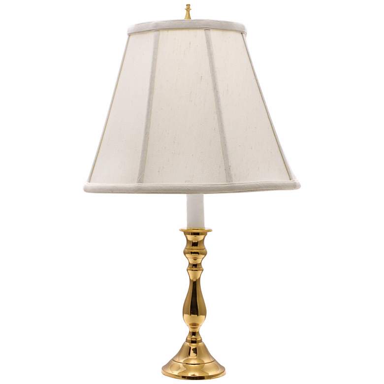 Image 2 Polished Brass White Shade 19 inch High Candlestick Accent Table Lamp