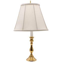 Polished Brass White Shade 19&quot; High Candlestick Accent Table Lamp