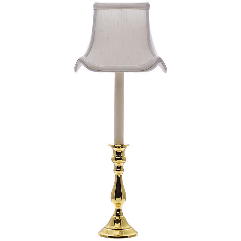 Image 1 Polished Brass White Shade Candlestick Buffet Lamp