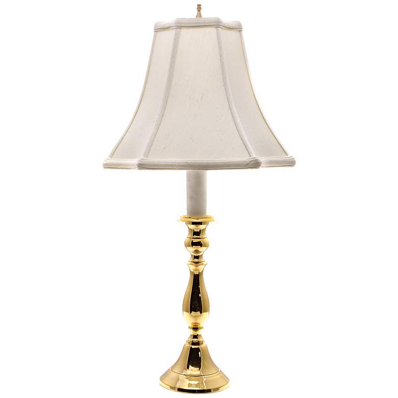 Image 1 Polished Brass White Shade Candlestick Table Lamp