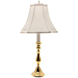 Polished Brass White Shade Candlestick Table Lamp