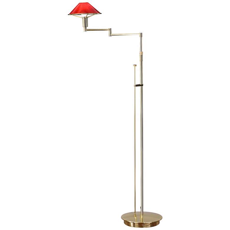Image 1 Polished Brass with Magma Red Glass Holtkoetter Floor Lamp