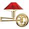 Polished Brass with Magma Red Glass Swing Arm Wall Lamp