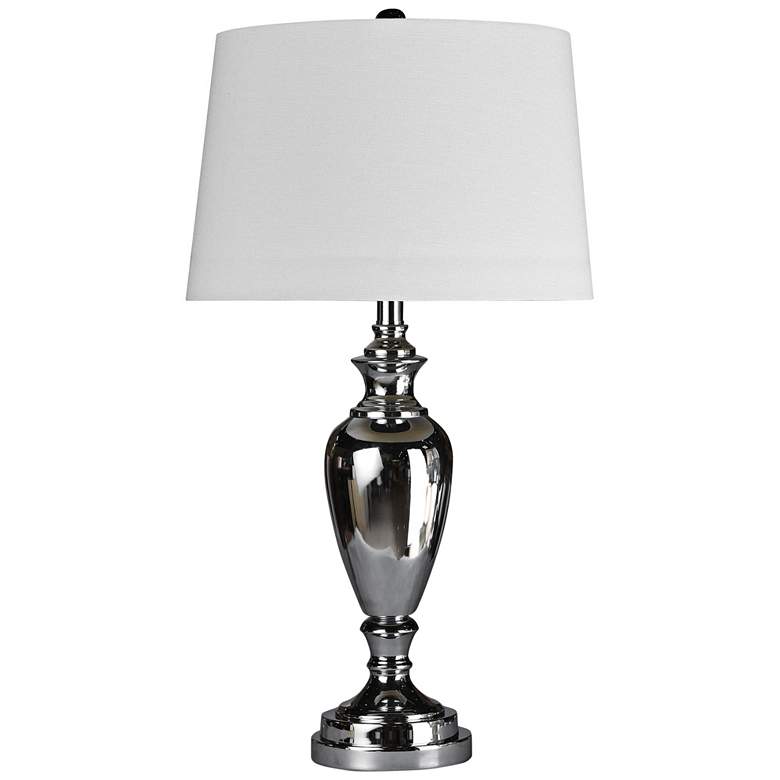 Image 1 Polished Chrome Table Lamp with White Styrene Shade