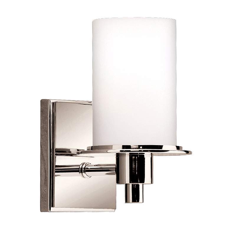 Image 1 Polished Nickel and Etched Glass 8 1/2 inch High Wall Sconce