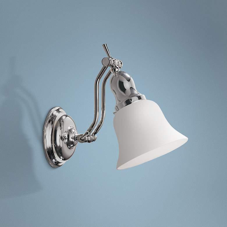 Image 1 Polished Nickel and Opal Adjustable 17" High Bath Sconce