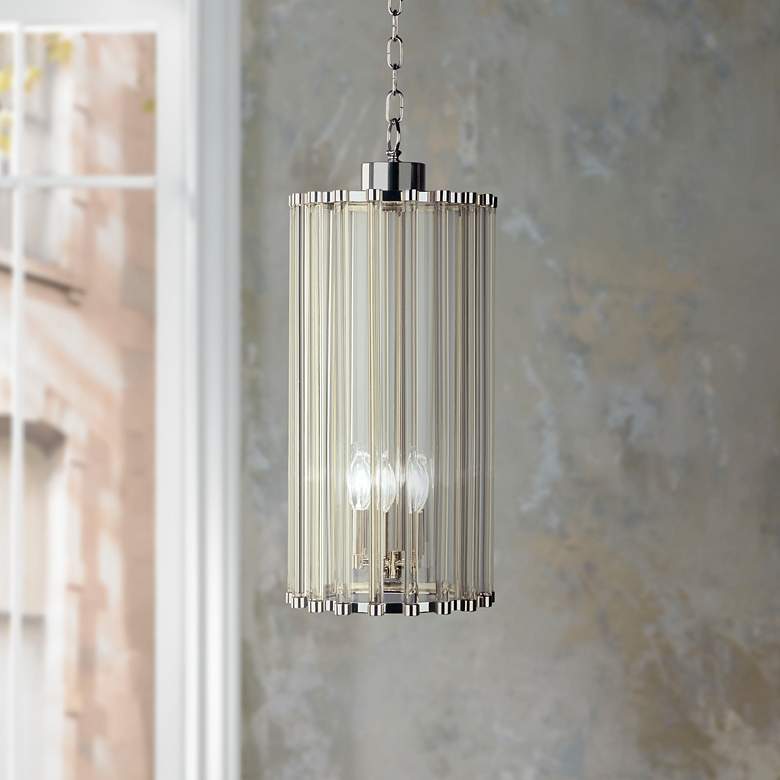 Image 1 Polished Nickel Glass Rod 9 1/2" Wide Mini Pendant