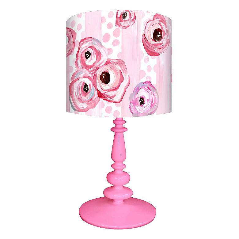 Image 1 Polka Dots And Pink Roses Children's Table Lamp