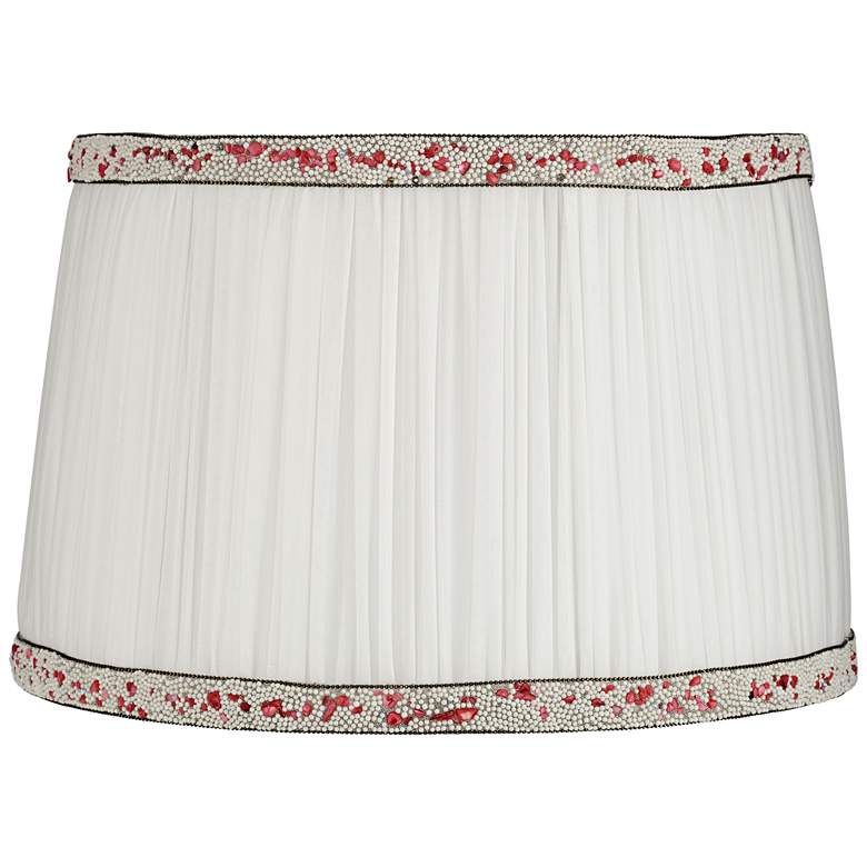 Image 1 Polla White Shirring Pleat Drum Lamp Shade 12.5x14.5x9.5 (Spider)