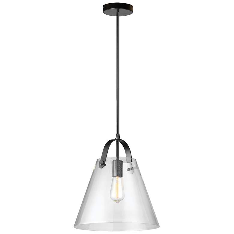 Image 1 Polly 12.75" Wide Medium Matte Black Pendant