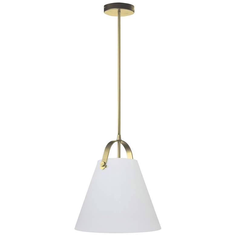 Image 1 Polly 12.75" Wide Aged Brass Finish Pendant w/ White Shade