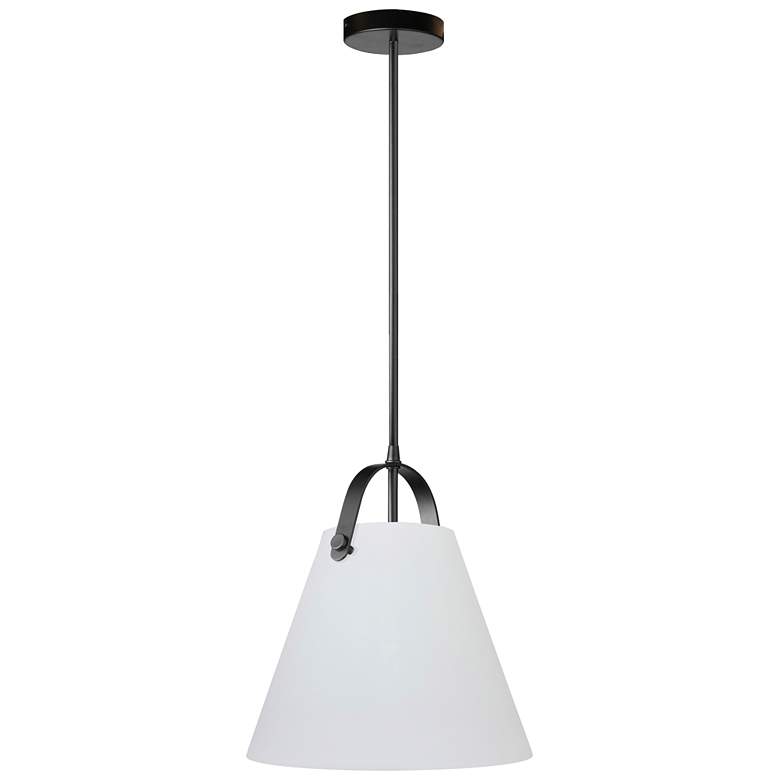 Image 1 Polly 12.75" Wide Matte Black Finish Pendant w/ White Shade