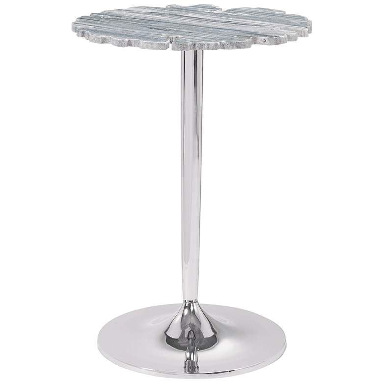 Polly 18&quot; Wide Gray Stone Marble Accent Table
