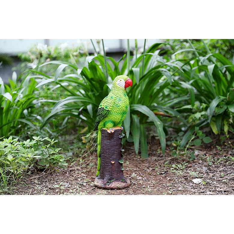 Image 4 Polly 20"H Green Brown Outdoor Parrot Statue with Spotlight more views