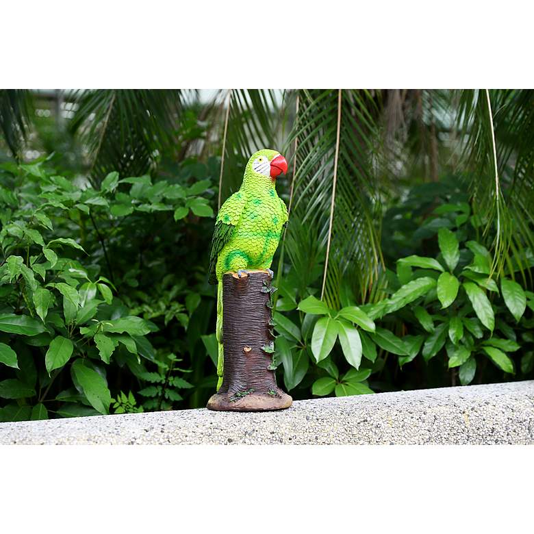 Image 6 Polly 20 inchH Green Brown Outdoor Parrot Statue with Spotlight more views