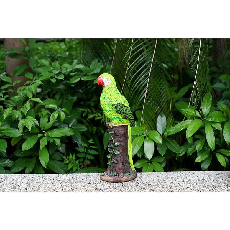 Image 7 Polly 20 inchH Green Brown Outdoor Parrot Statue with Spotlight more views