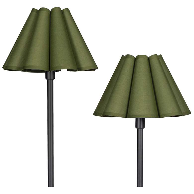 Image 5 Polly Double Arm Table Lamp (Blackened Brass with Green Shade) more views