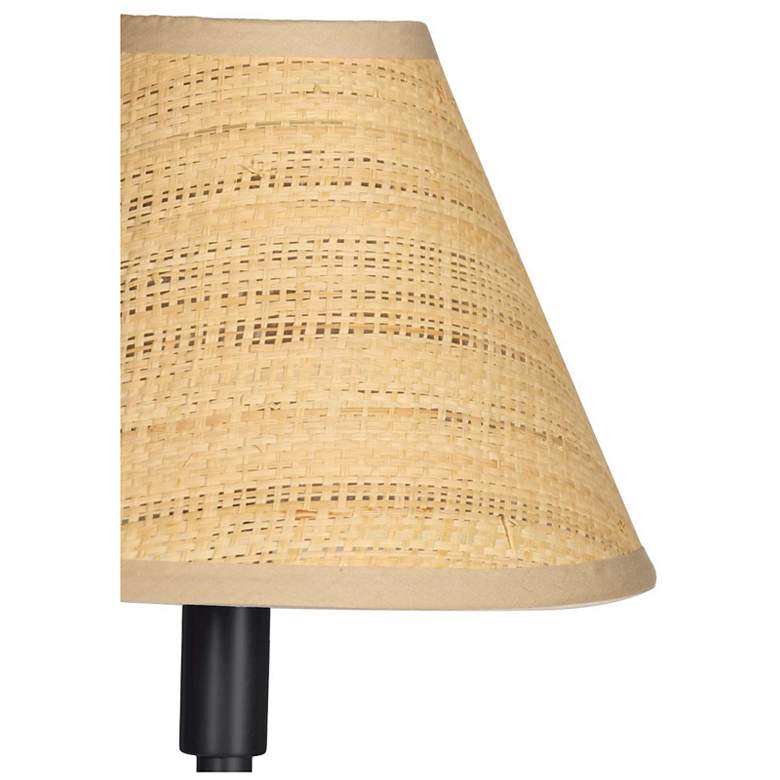 Image 2 Polly Double Arm Table Lamp (Blackened Brass with Rattan Shade) more views