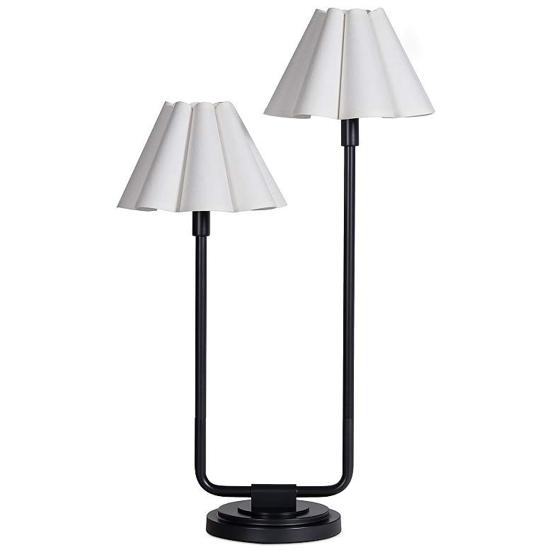 Image 1 Polly Double Arm Table Lamp (Blackened Brass with White Shade)