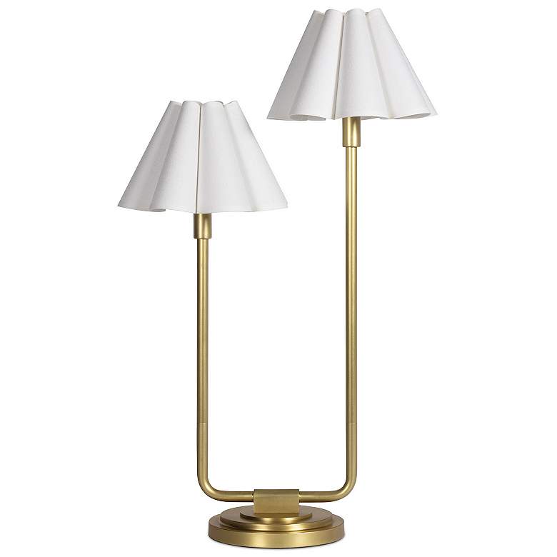 Image 1 Polly Double Arm Table Lamp (Natural Brass with White Shade)