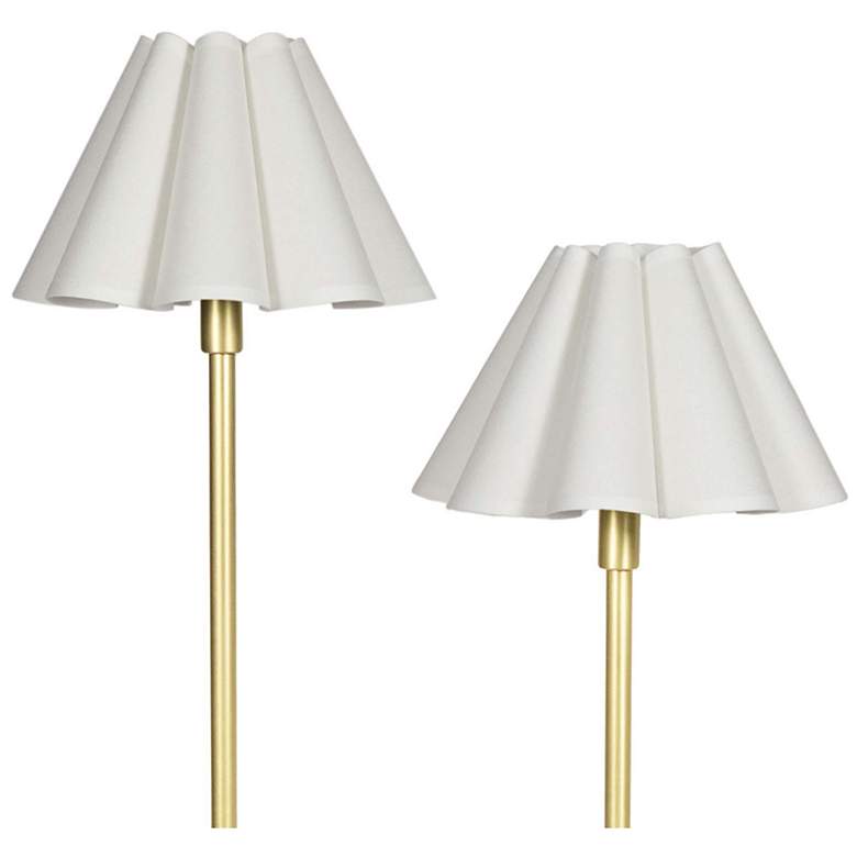 Image 4 Polly Double Arm Table Lamp (Natural Brass with White Shade) more views