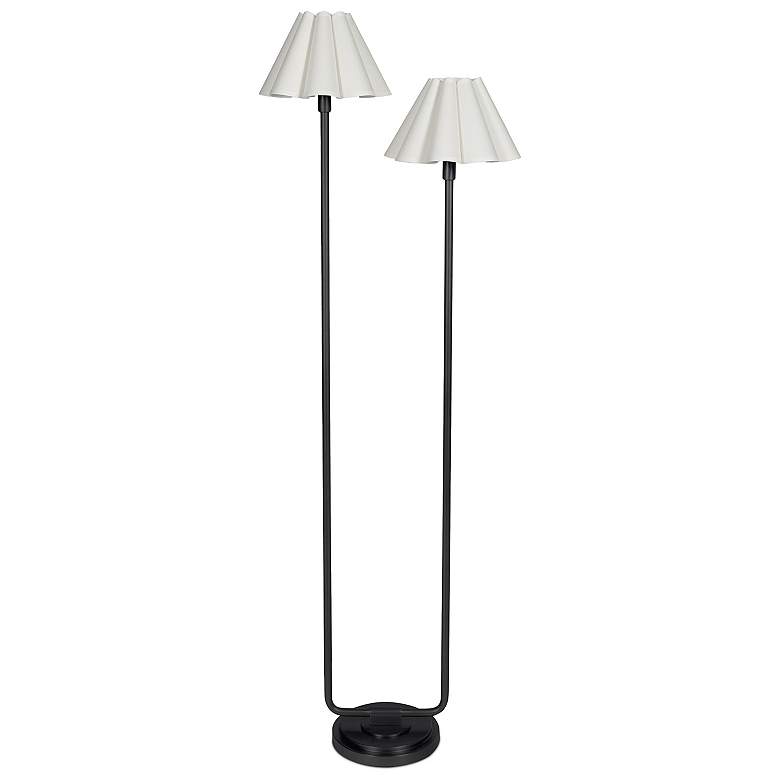 Image 1 Polly Floor Lamp (Blackened Brass with White Scalloped Shade)