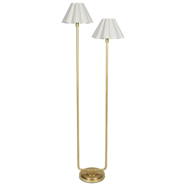 Image 1 Polly Floor Lamp (Natural Brass with White Scalloped Shade)