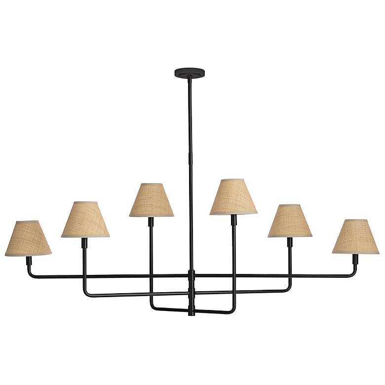 Image 1 Polly Metal Chandelier (Blackened Brass with Rattan Shade)