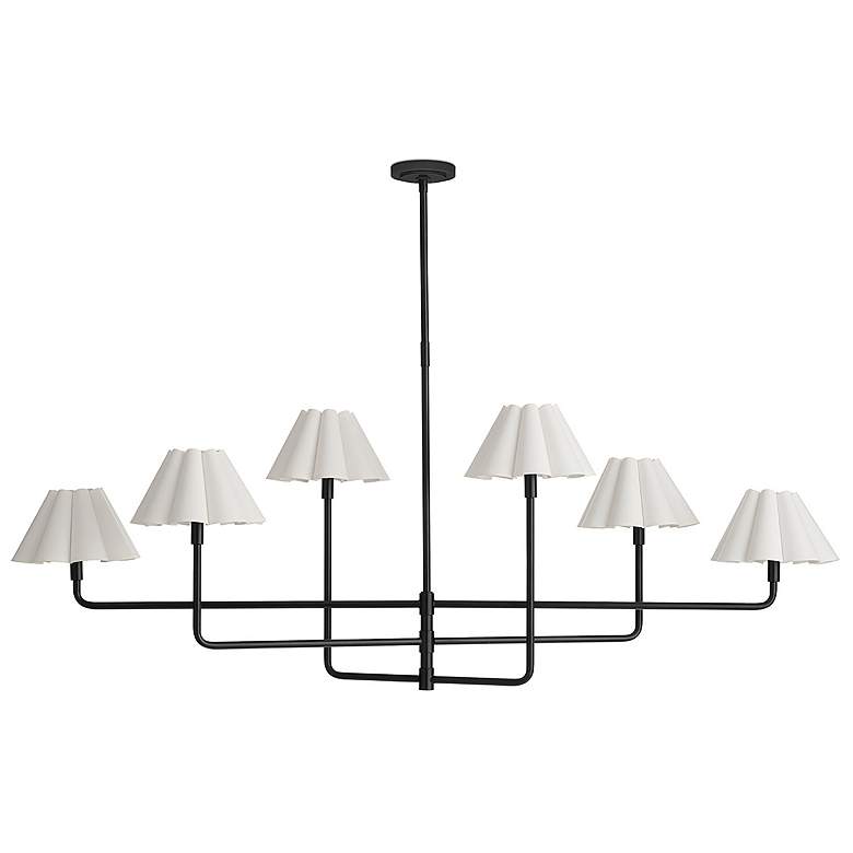 Image 1 Polly Metal Chandelier (Blackened Brass with White Scalloped Shade)