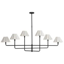 Polly Metal Chandelier (Blackened Brass with White Scalloped Shade)