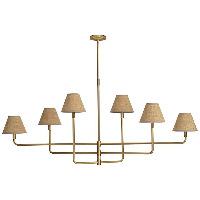 Image 1 Polly Metal Chandelier (Natural Brass with Rattan Shades)