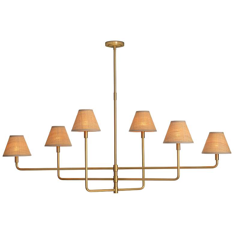Image 2 Polly Metal Chandelier (Natural Brass with Rattan Shades) more views