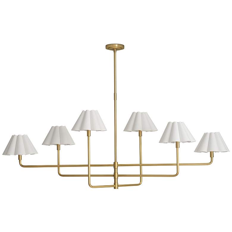 Image 1 Polly Metal Chandelier (Natural Brass with White Scalloped Shade)