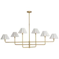 Polly Metal Chandelier (Natural Brass with White Scalloped Shade)