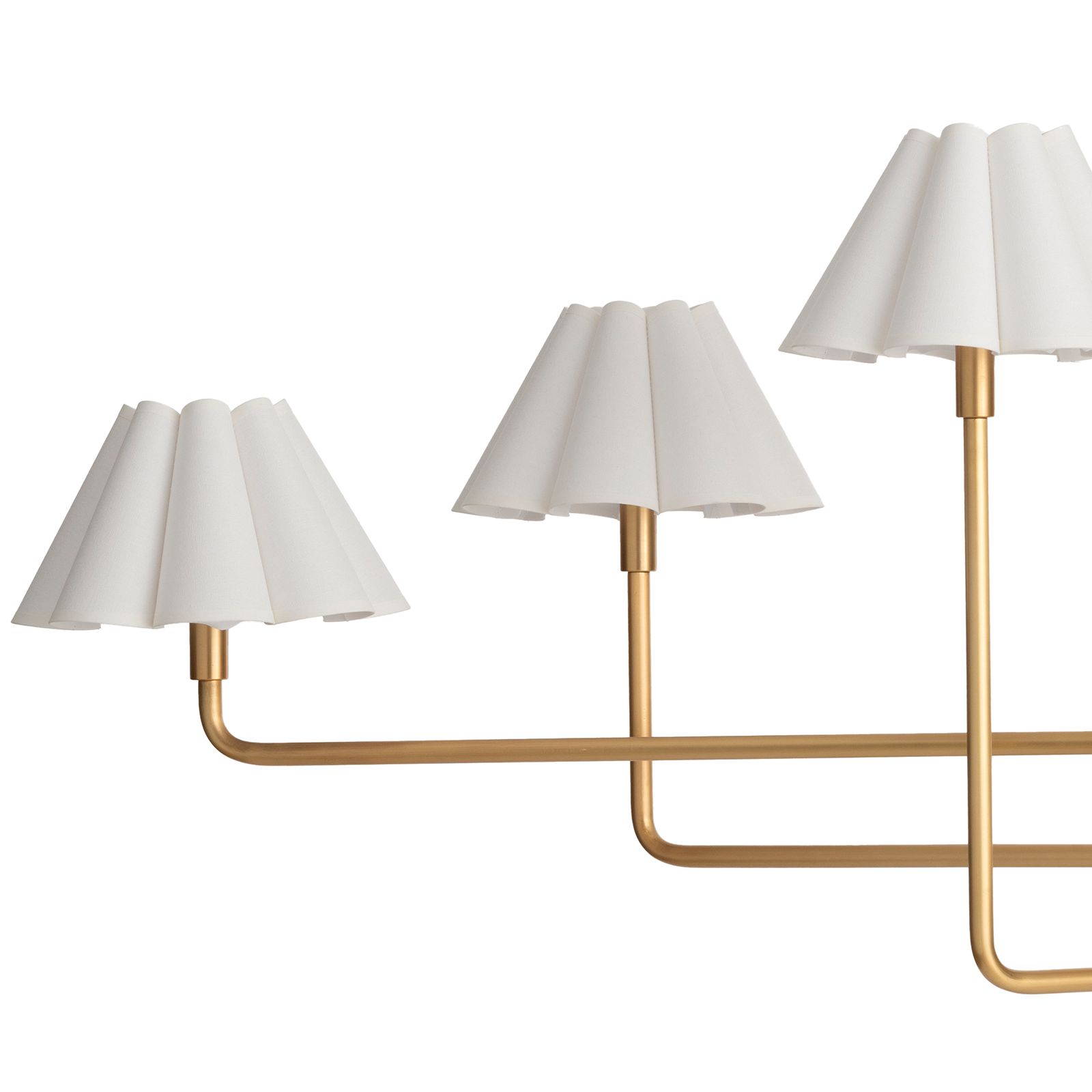 Image 3 Polly Metal Chandelier (Natural Brass with White Scalloped Shade) more views