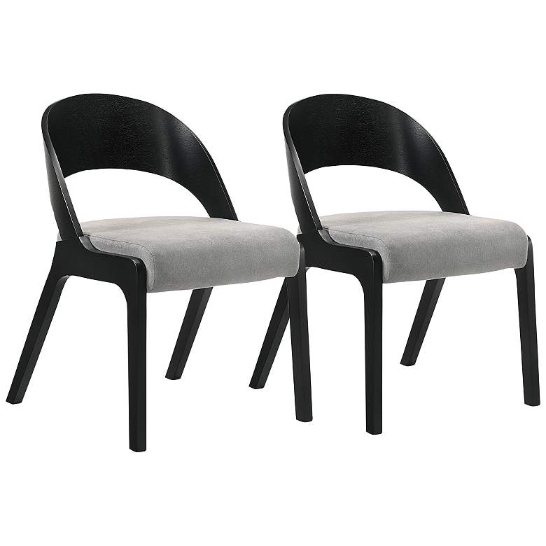 Image 2 Polly Mid-Century Gray and Black Dining Chairs Set of 2