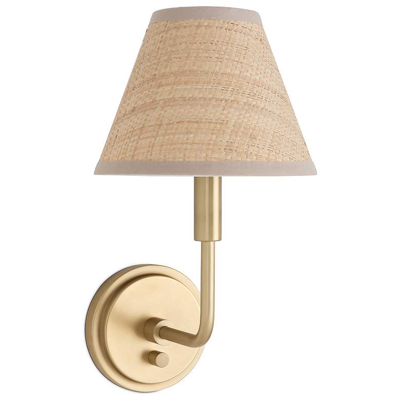 Image 1 Polly Sconce Single (Natural Brass with Rattan Shade)