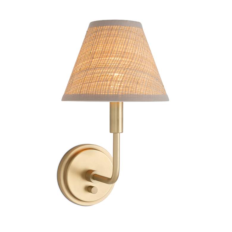 Image 2 Polly Sconce Single (Natural Brass with Rattan Shade) more views