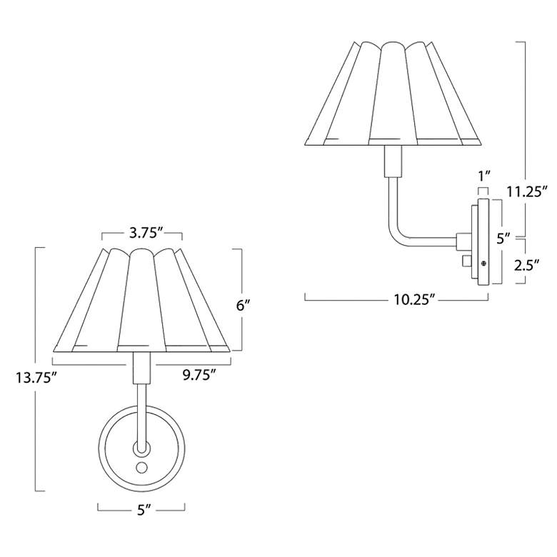 Image 4 Polly Sconce Single (Natural Brass with White Scalloped Shade) more views