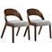 Polly Set of 2 Mid-Century Dining Chairs in Gray Upholstery and Walnut